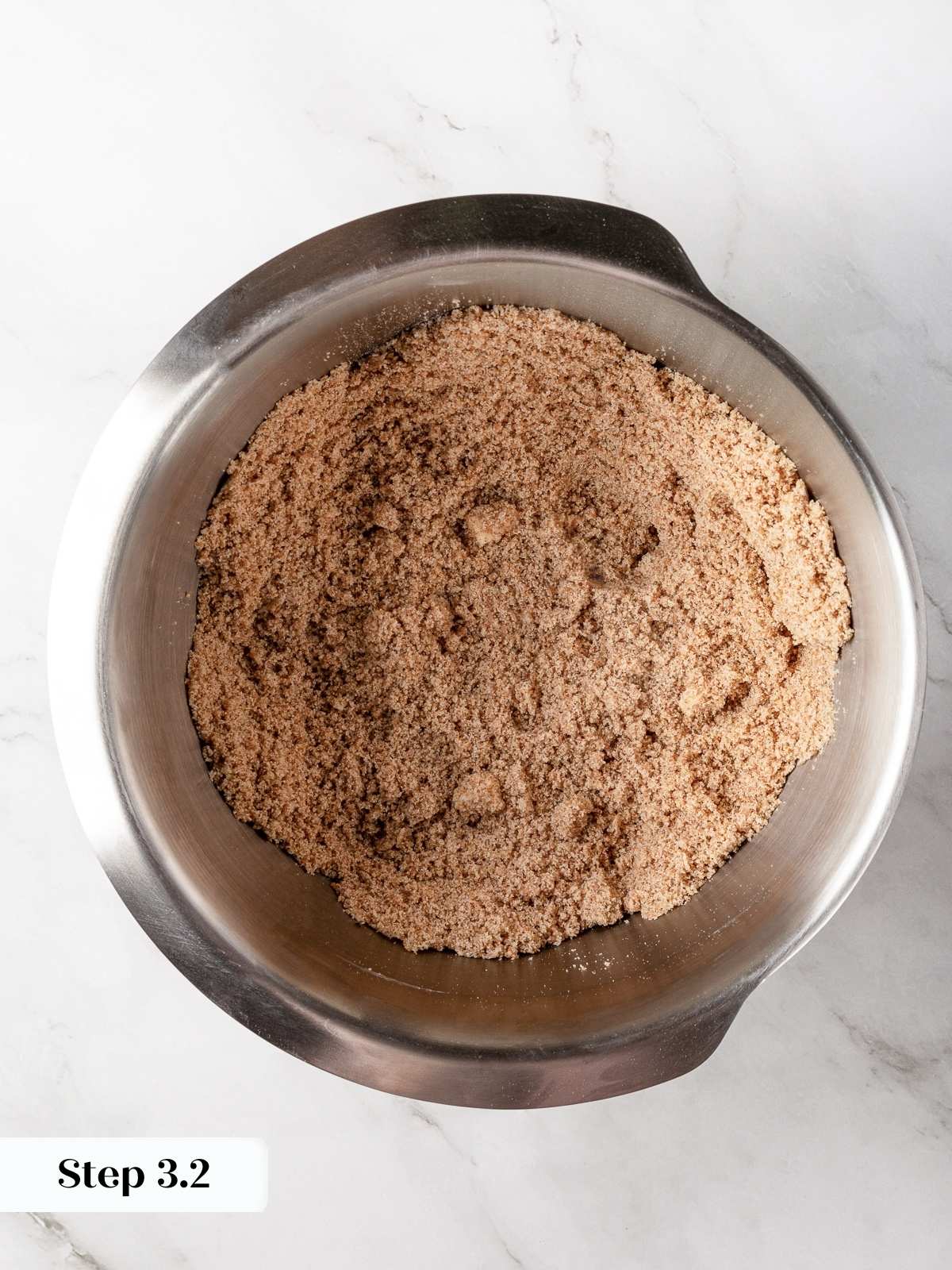 Butter cut into flour until pea-sized pieces remain.