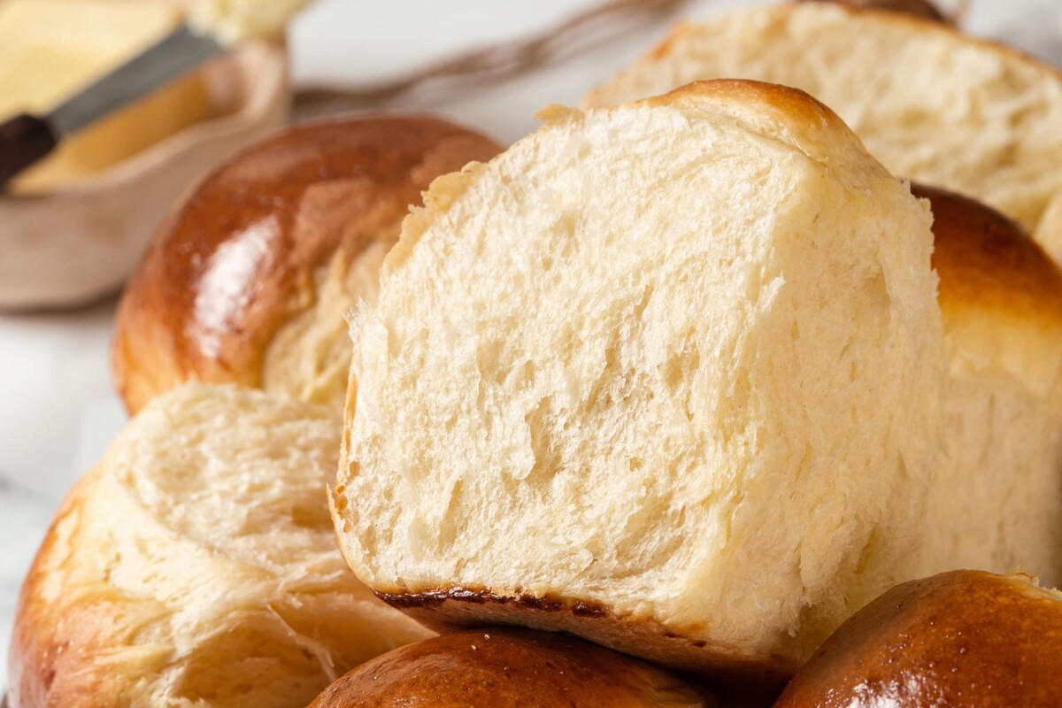 Ultra soft milk bread rolls with tender crumb and fluffy structure.