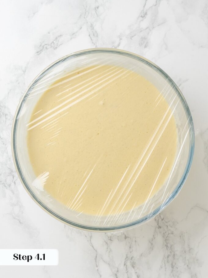 Covering the bowl lets belgian waffle batter proof undisturbed, the key to its crisp, airy finish.