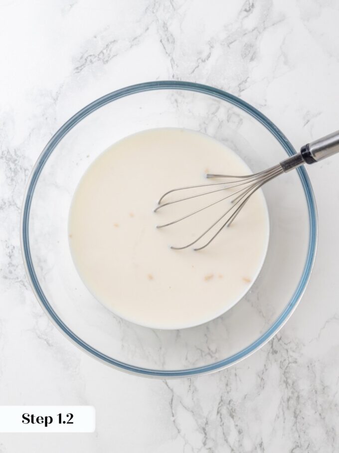 Whisking the yeast smooth spreads it evenly through the belgian waffle batter before adding wet ingredients.