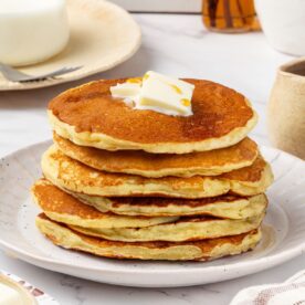 Offering a second clean square, this featured crop gives flexibility for the buttermilk pancake recipe.