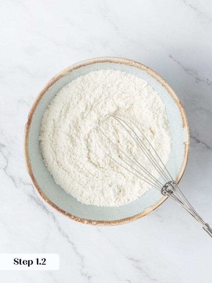 Whisking the dry mix evenly distributes the leaveners that give this buttermilk pancake recipe its lift.