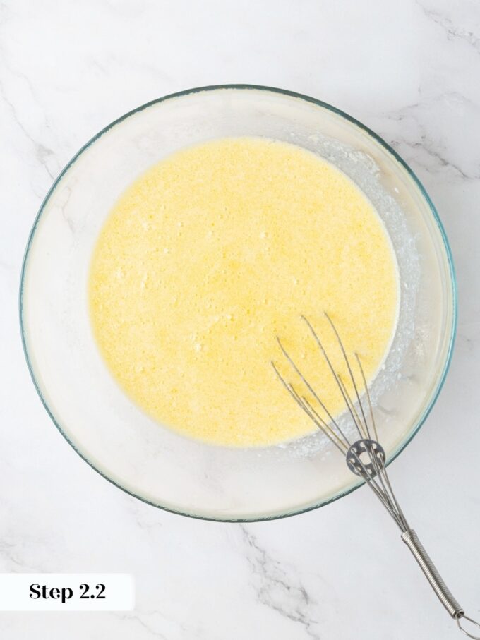 Blending the wet ingredients first ensures the buttermilk pancake recipe batter comes together with minimal mixing.