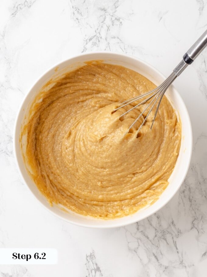 Pourable yet thick, this finished batter carries enough fat to bake into moist peanut butter bread.