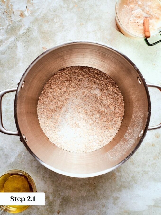 Only whole grain flour goes in, giving this whole wheat pizza dough its nutty flavor.