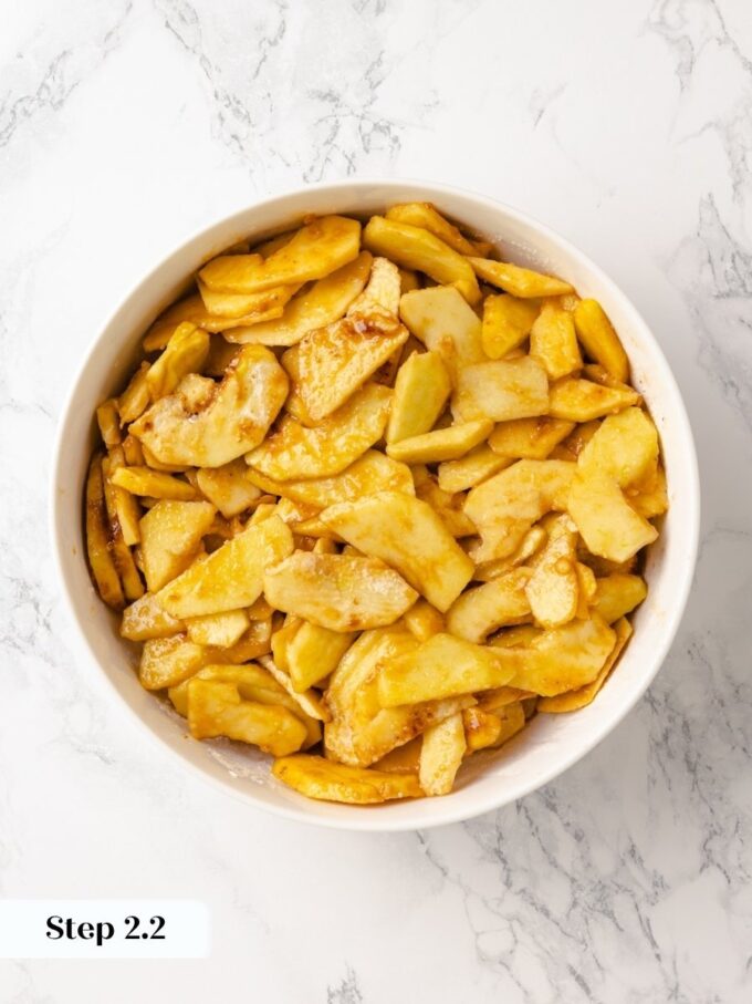 Coating each slice keeps the filling from turning watery, giving this caramel apple pie tender wedges.