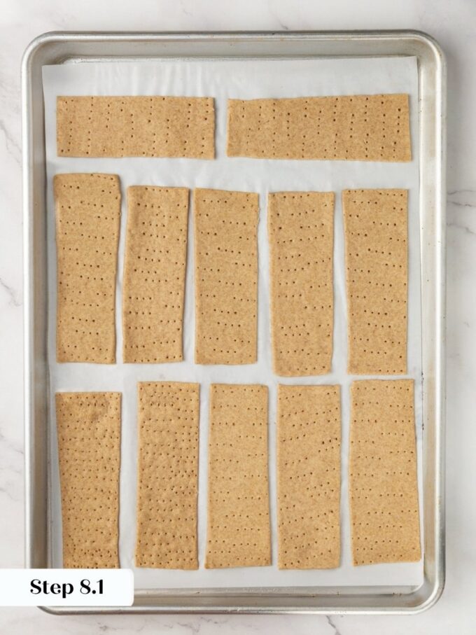 Leaving space between strips lets oven air circulate so each knackebrod dries out completely.