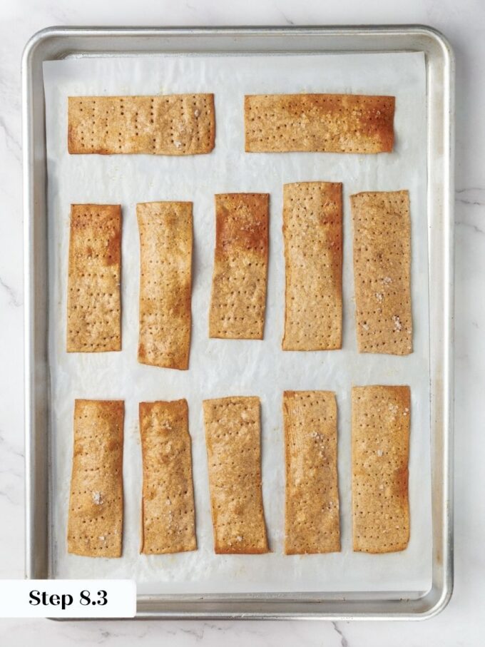 Pulling knackebrod early leaves a soft middle, so bake until the color is uniformly deep gold.