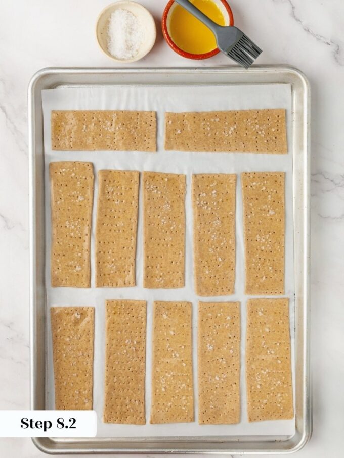 Butter and Maldon salt go on before baking, where the lean knackebrod dough gets its flavor.