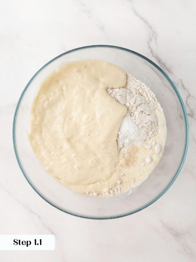 Everything for sourdough crispbread goes into one bowl, no mixer and no separate starter build needed.
