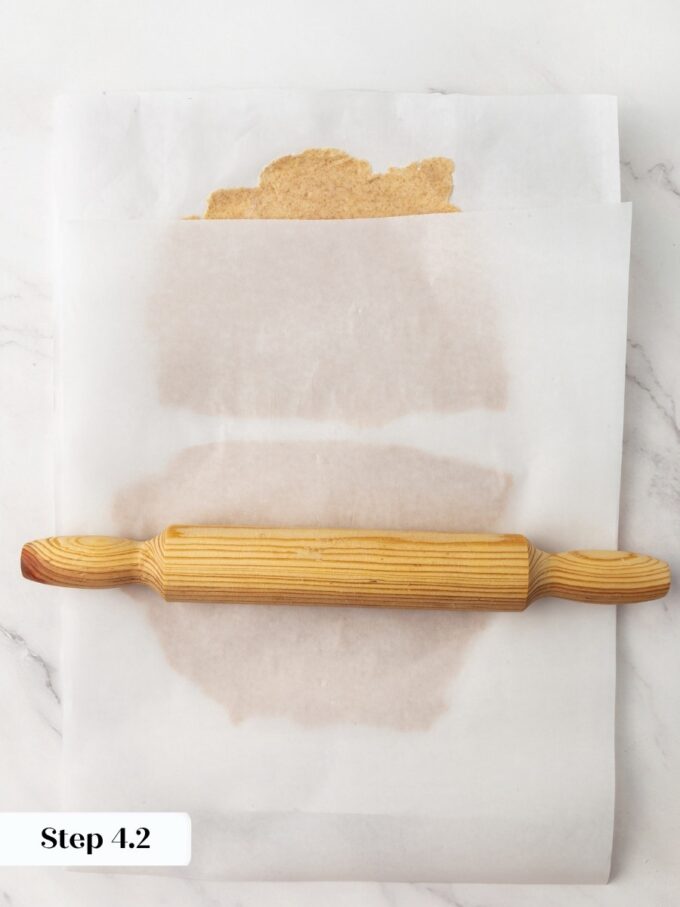 Two sheets of parchment turn your rolling pin into a sheeter for paper-thin sourdough crispbread.