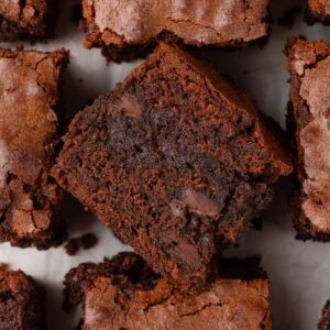 Tight, unaerated crumb is what separates these sourdough discard brownies from an ordinary cakey batch.