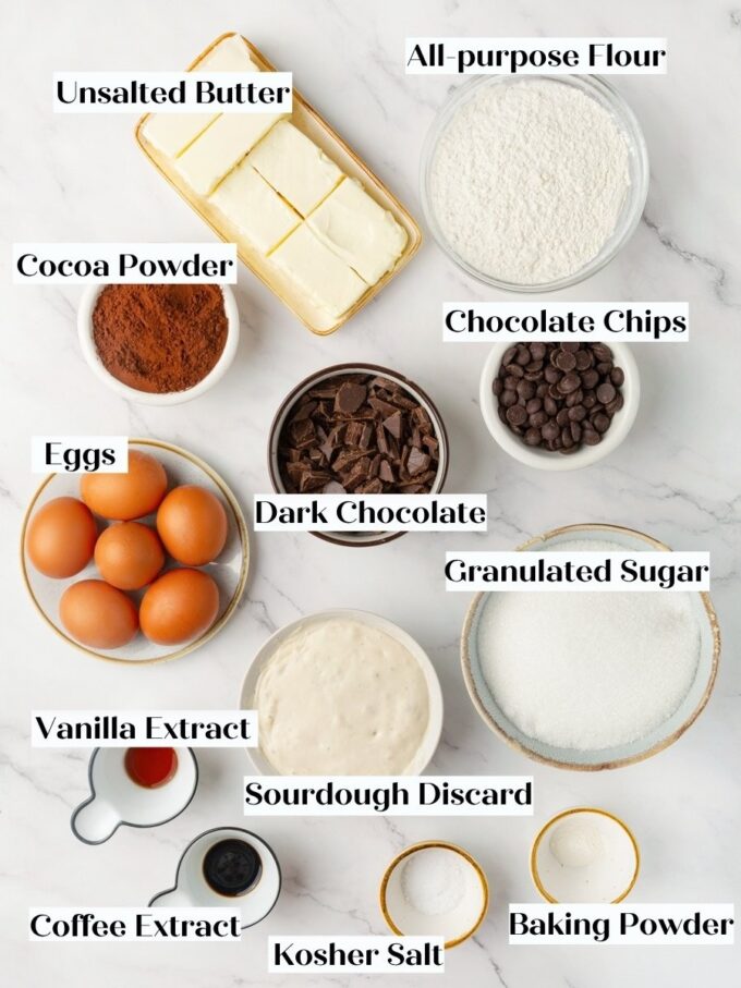 Everything these sourdough discard brownies need, including the cup of starter you would otherwise throw away.