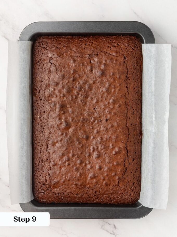 Cooling sourdough discard brownies completely before cutting is what keeps the squares from collapsing and smearing.