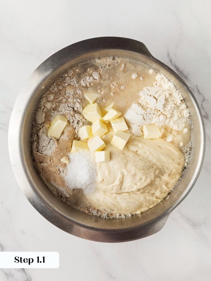 Everything for sourdough rye bread goes into one bowl, which keeps the same-day timeline honest.