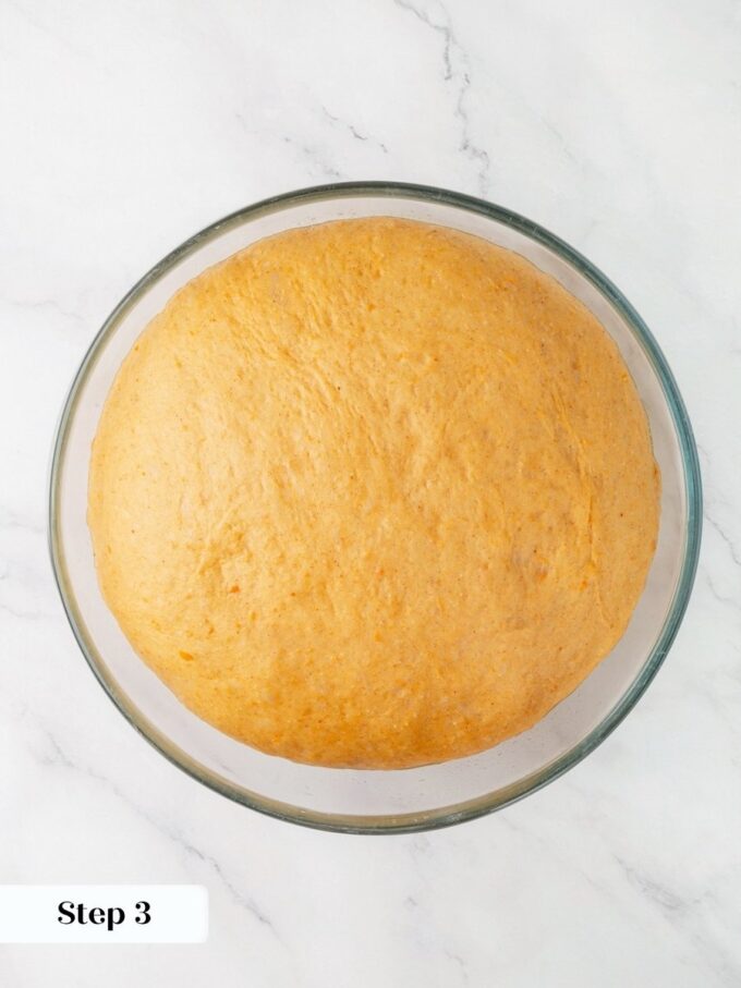 Trust the doubled, airy dough rather than the clock when proofing sweet potato cinnamon rolls.