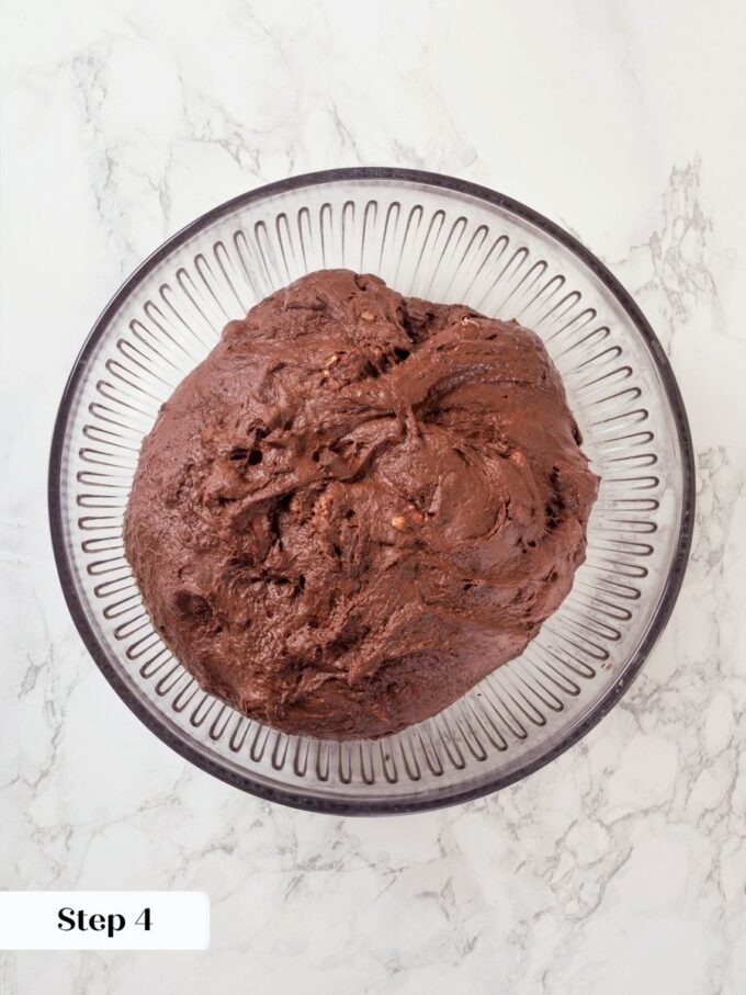 Pecans and chocolate added before bulk proof become the prized pockets in chocolate sourdough bread.