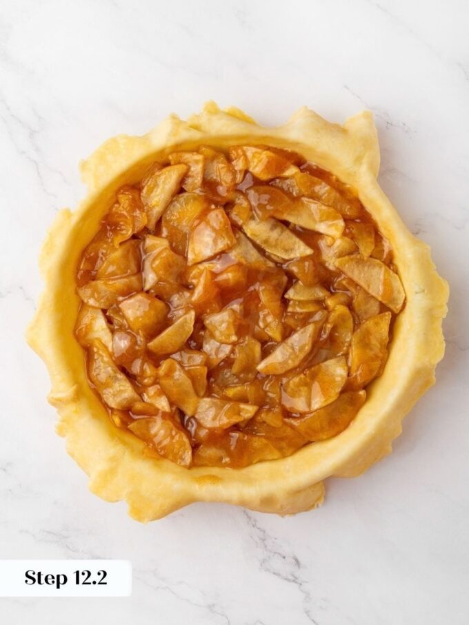 Since the filling is cooked and cold, homemade apple pie keeps neat, flaky layers.