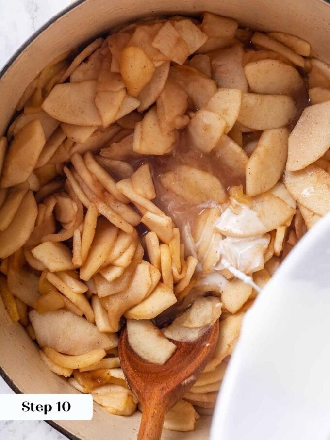 This slurry thickens the juices until glossy, giving homemade apple pie clean slices.