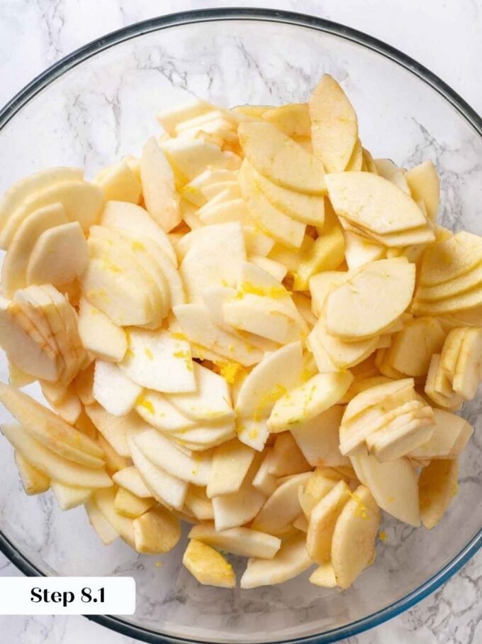 Lemon juice keeps the slices bright and lifts the flavor of homemade apple pie filling.