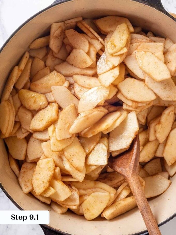 Pre-cooking apples until crisp-tender is why this homemade apple pie holds its shape.