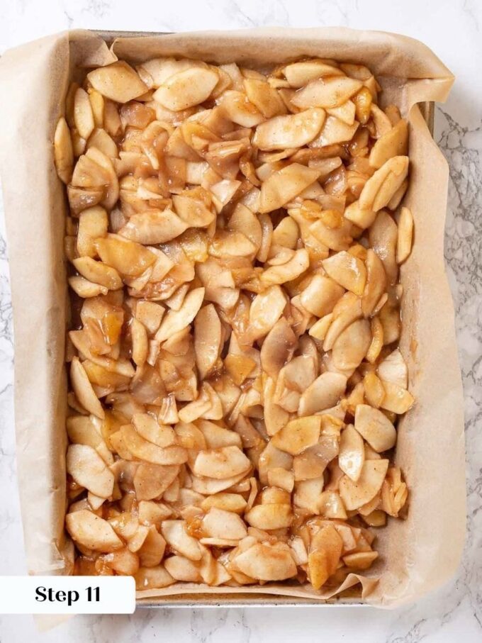 Chilling the set filling fully keeps the butter cold in homemade apple pie crust.