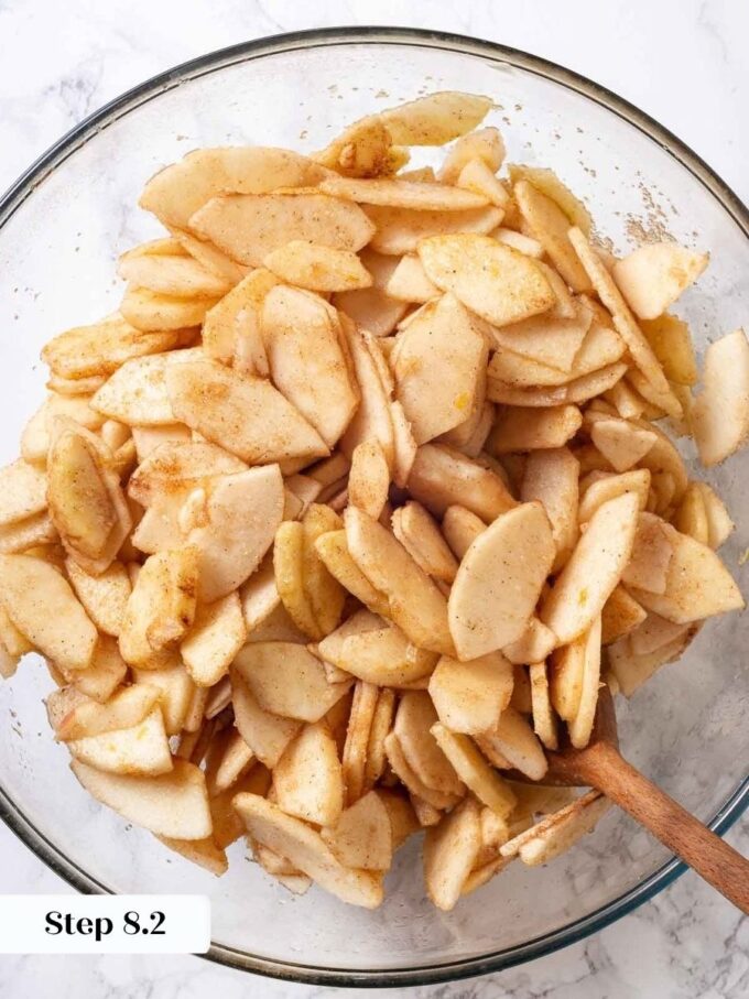 Resting the sugared apples draws out juice and deepens homemade apple pie flavor.