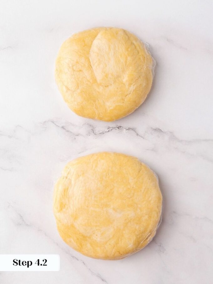 Chilling the wrapped disks firms the butter so homemade apple pie crust bakes up flaky.
