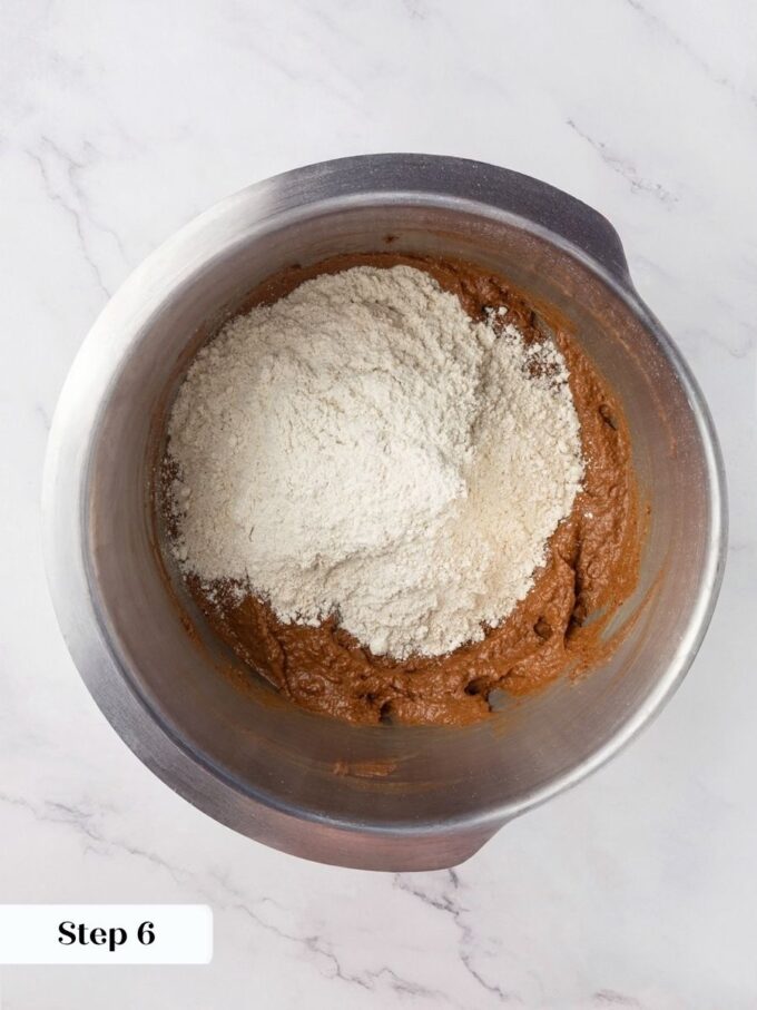 Remaining flour goes in a half cup at a time for tacky Russian black bread dough.
