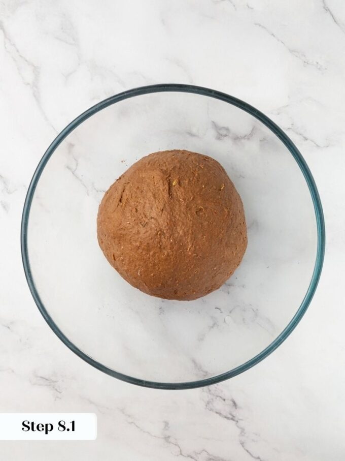 This ball of Russian black bread dough is ready for a warm first rise.