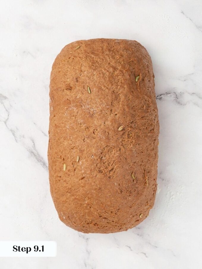 Tightening the surface of the dough creates a smooth sandwich loaf shape for Russian black bread.