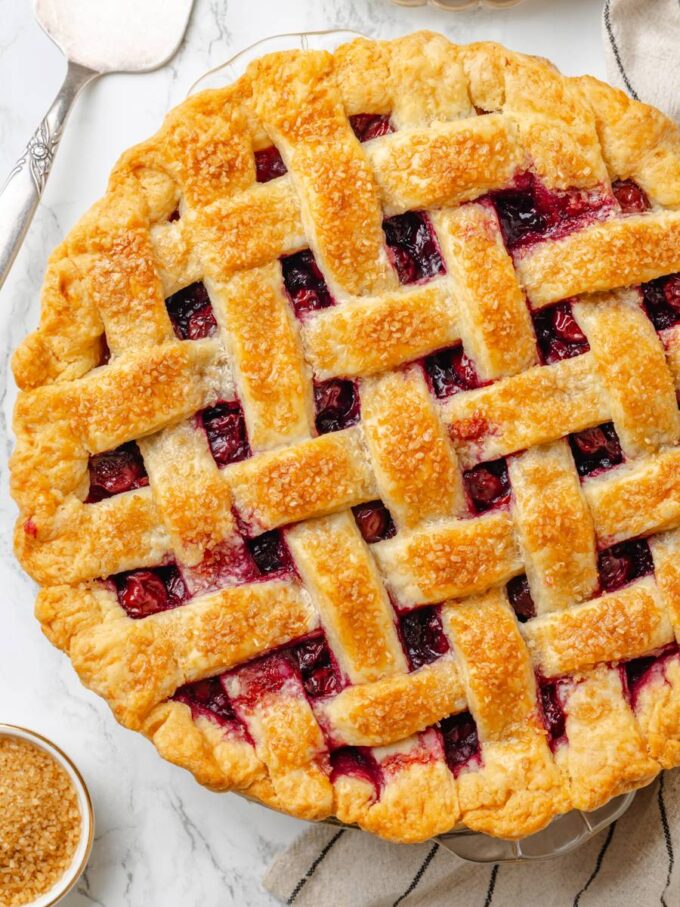 This classic sour cherry pie recipe using canned cherries is ready for any season's dessert table.