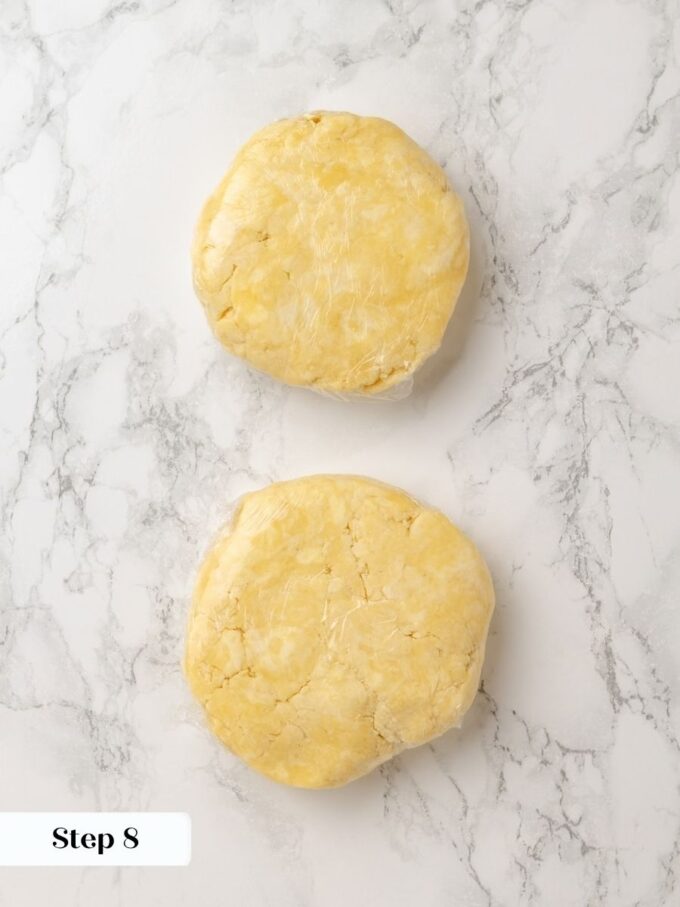 Chilling each disk firms the fat so the sour cherry pie crust rolls out easily.