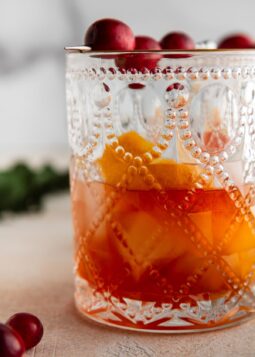 cranberry old fashioned in a glass